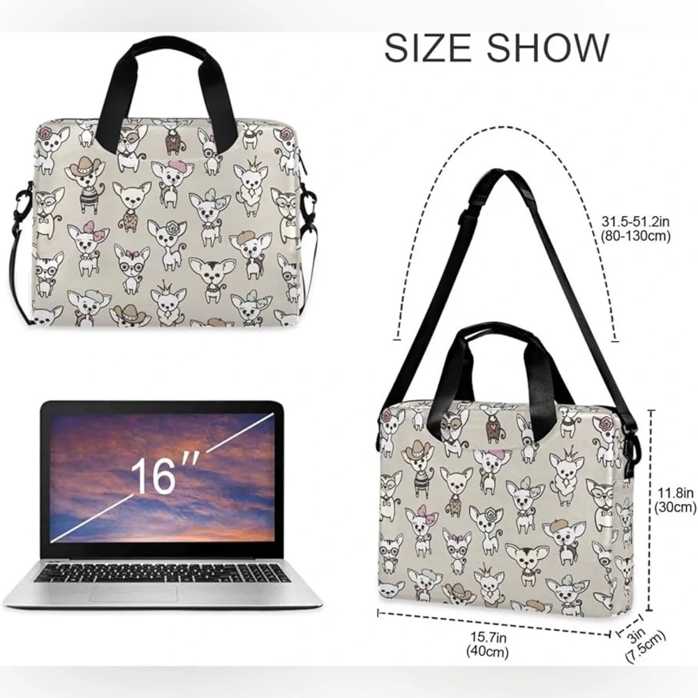 Cute Chihuahua 15.6” Laptop Case - Waterproof with Adjustable Strap - New